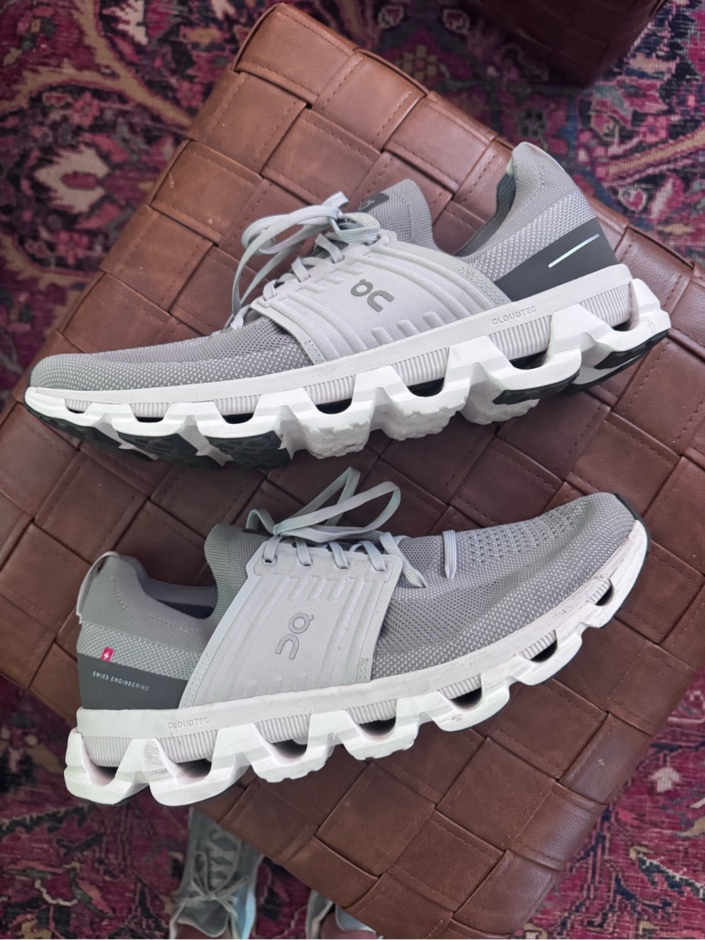 On Cloudswift Running Shoes — Light Grey and White